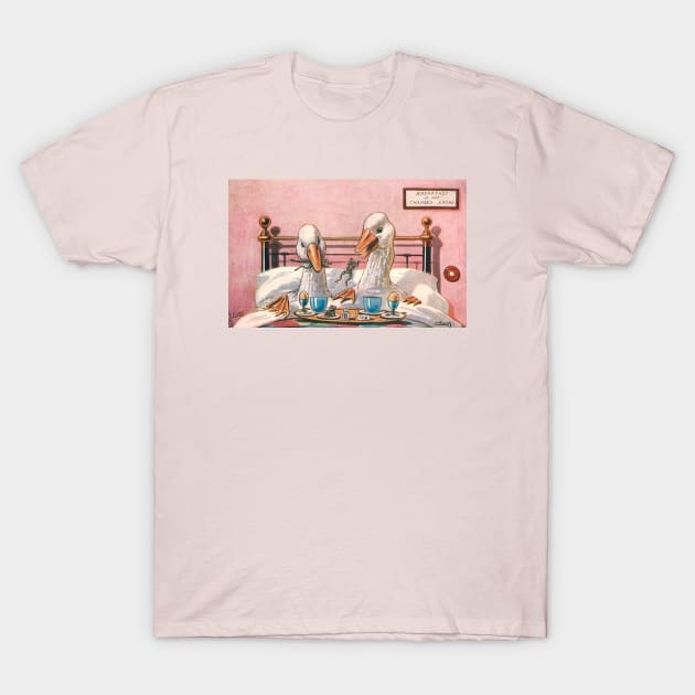 Romantic Duck Couple Enjoy a Frisky Breakfast Frog T-Shirt by Star Scrunch